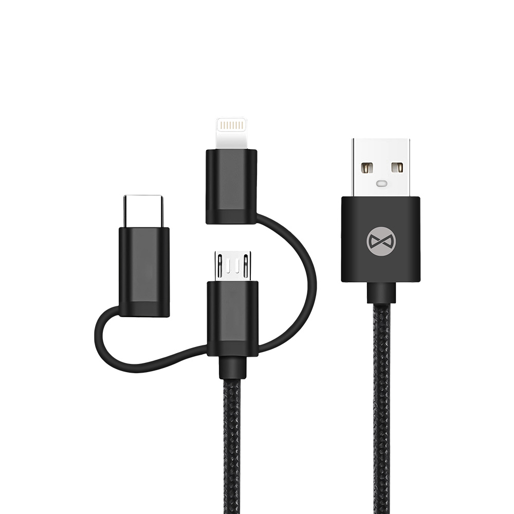 Forever 3in1 kaabel USB - Lightning + USB-C + microUSB 1,0 m 1,5A must