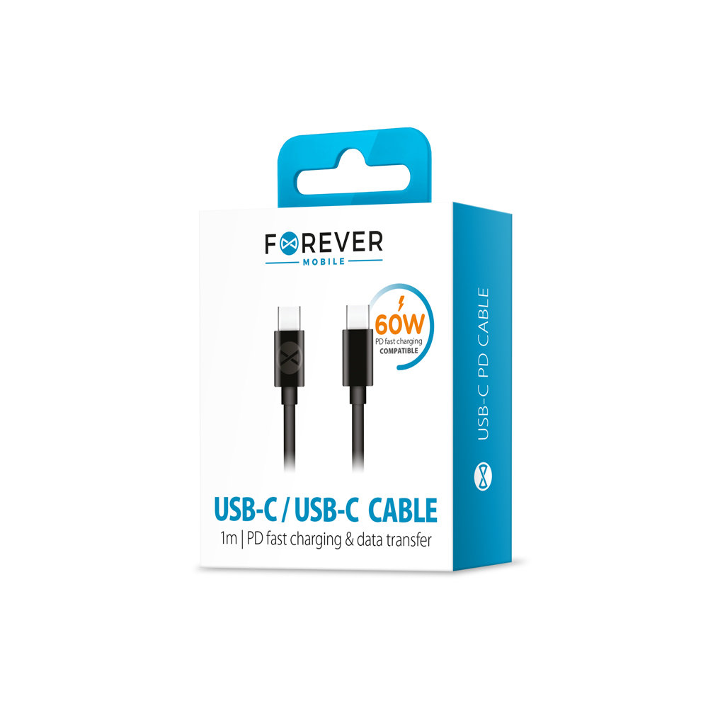 Forever kaabel USB-C - USB-C 1,0 m 60W must