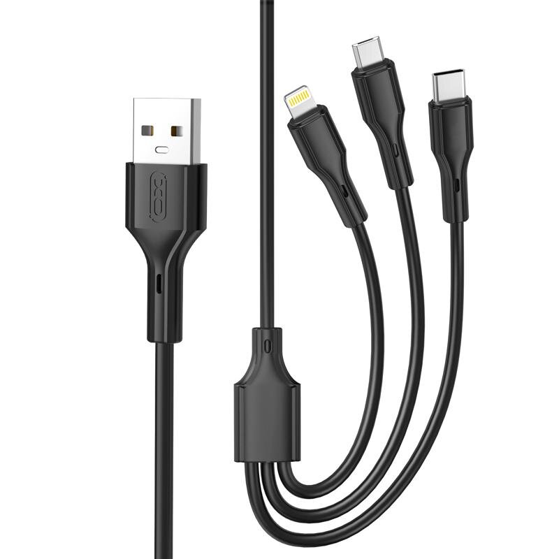 XO kaabel NB230 3w1 USB - Lightning + USB-C + microUSB 1,0m 2,4A must