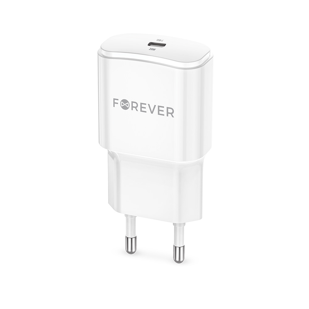 Forever TC-01-20C PD QC laadija 1x USB-C 20W valge