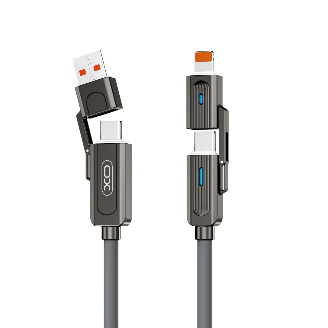 XO kaabel NB275 4w1 USB-C - Lightning + USB - USB-C 60W 1,0m szary