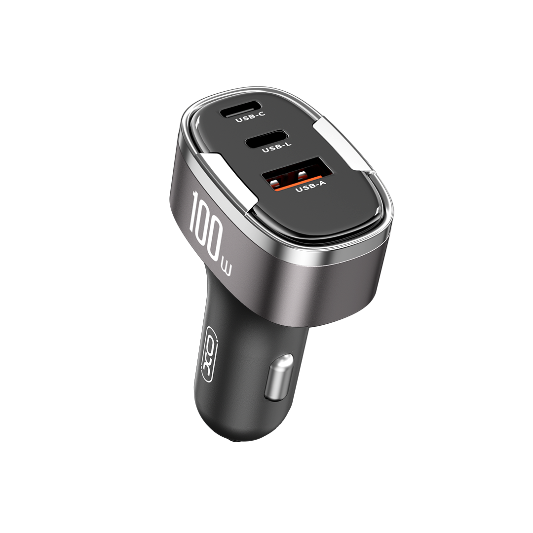 XO autolaadija CC61 PD QC 3.0 100W 1x USB 1x USB-C 1x Lightning hall