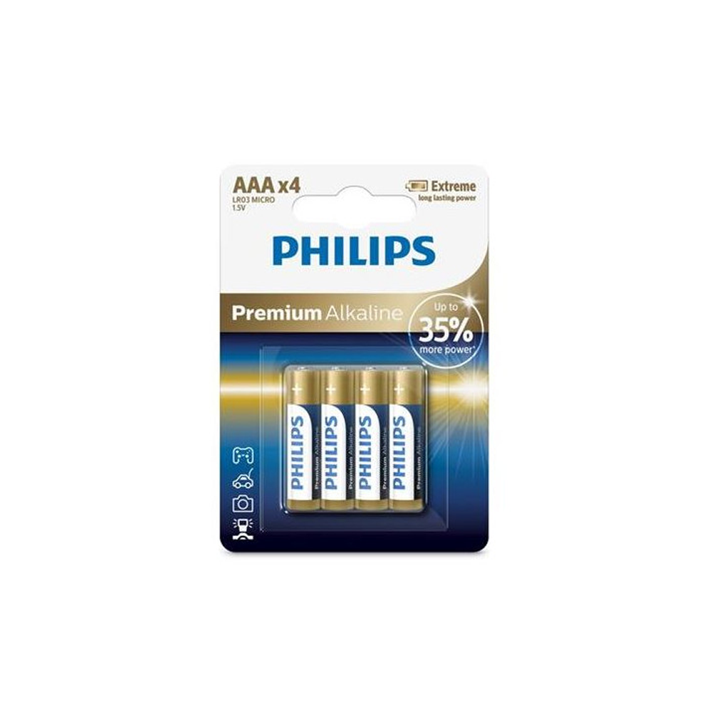 Patarei PHILIPS AAA LR03 4tk blister Premium Alkaline