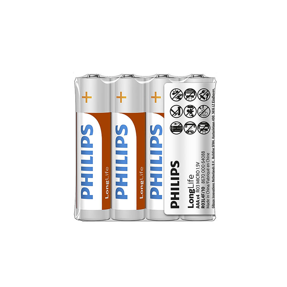 Patarei PHILIPS AAA LR03 LONGLIFE 4tk Power Alkaline