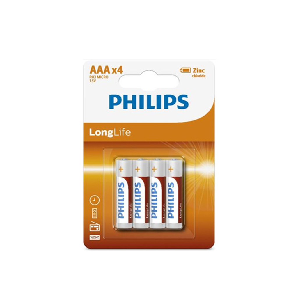 Patarei PHILIPS AAA LR03 LONGLIFE 4tk Blister