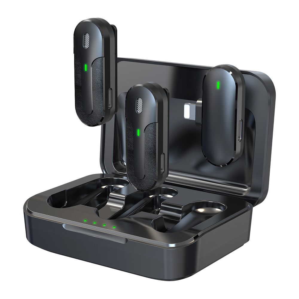 Devia mikrofon smartfon Kintone Lightning juhtmevaba 2in1 mustale mikrofonile