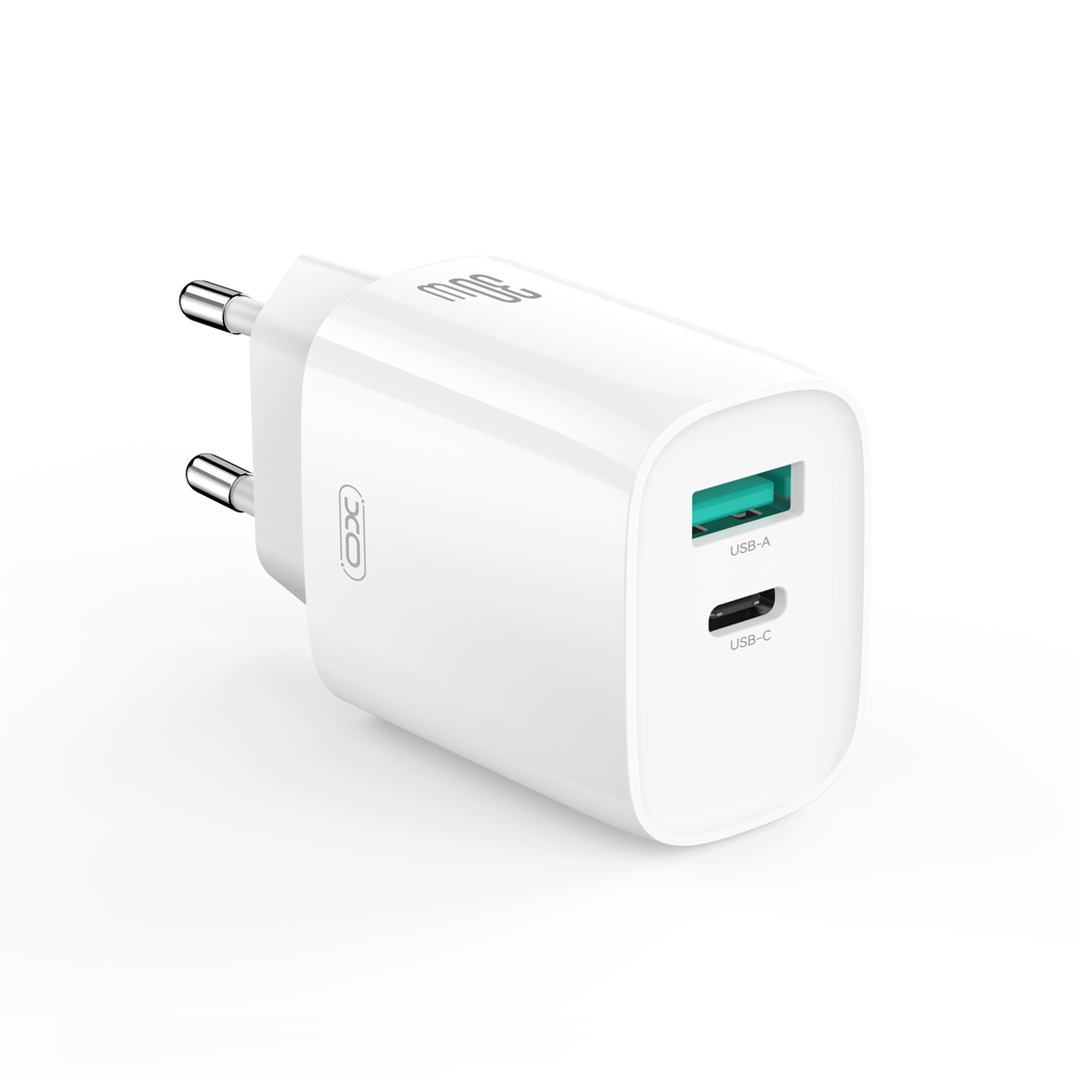 XO wall laadija CE30 PD 30W 1x USB-C 1x USB valge