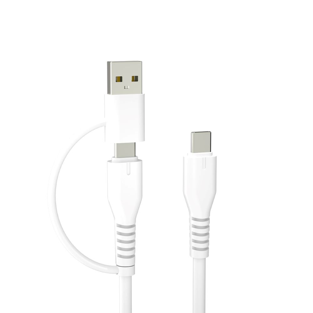 Forever ringlussevõtu kaabel 2w1 1,5m 3A USB-C - USB-C + USB-A KR2W1-00 valge