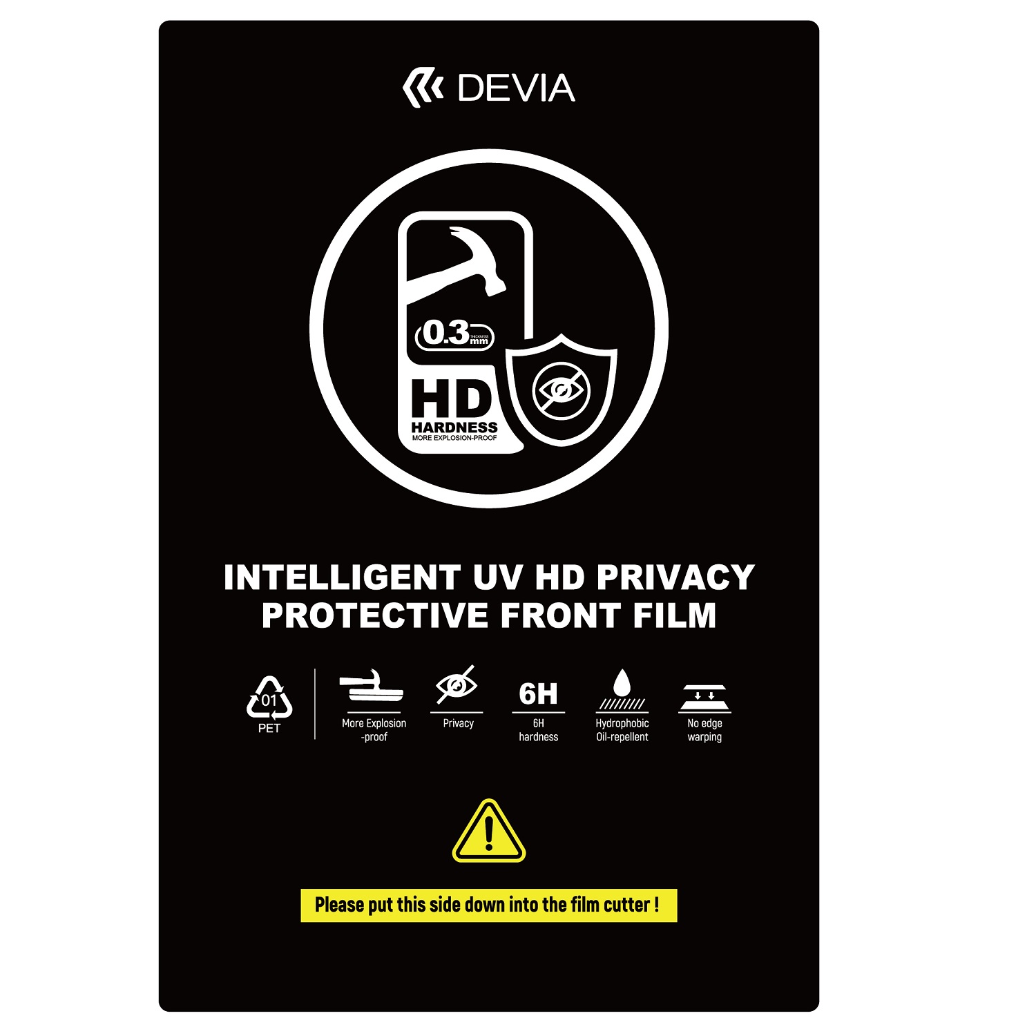 Devia komplekt nutitelefoni UV-kile 0,3mm HD privaatsus 10tk 6H lõikamismasinale nutitelefoni LCD jaoks