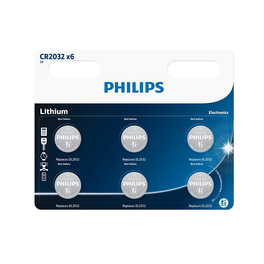 Aku PHILIPS CR2032 Lithium 6pc Blister