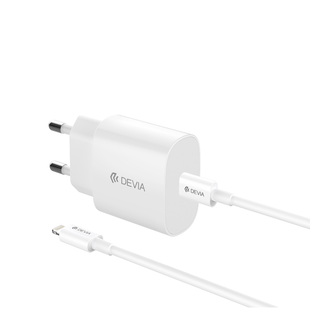 Devia wall laadija Rocket PD 20W 1x USB-C valge + kaabel USB-C - Lightning