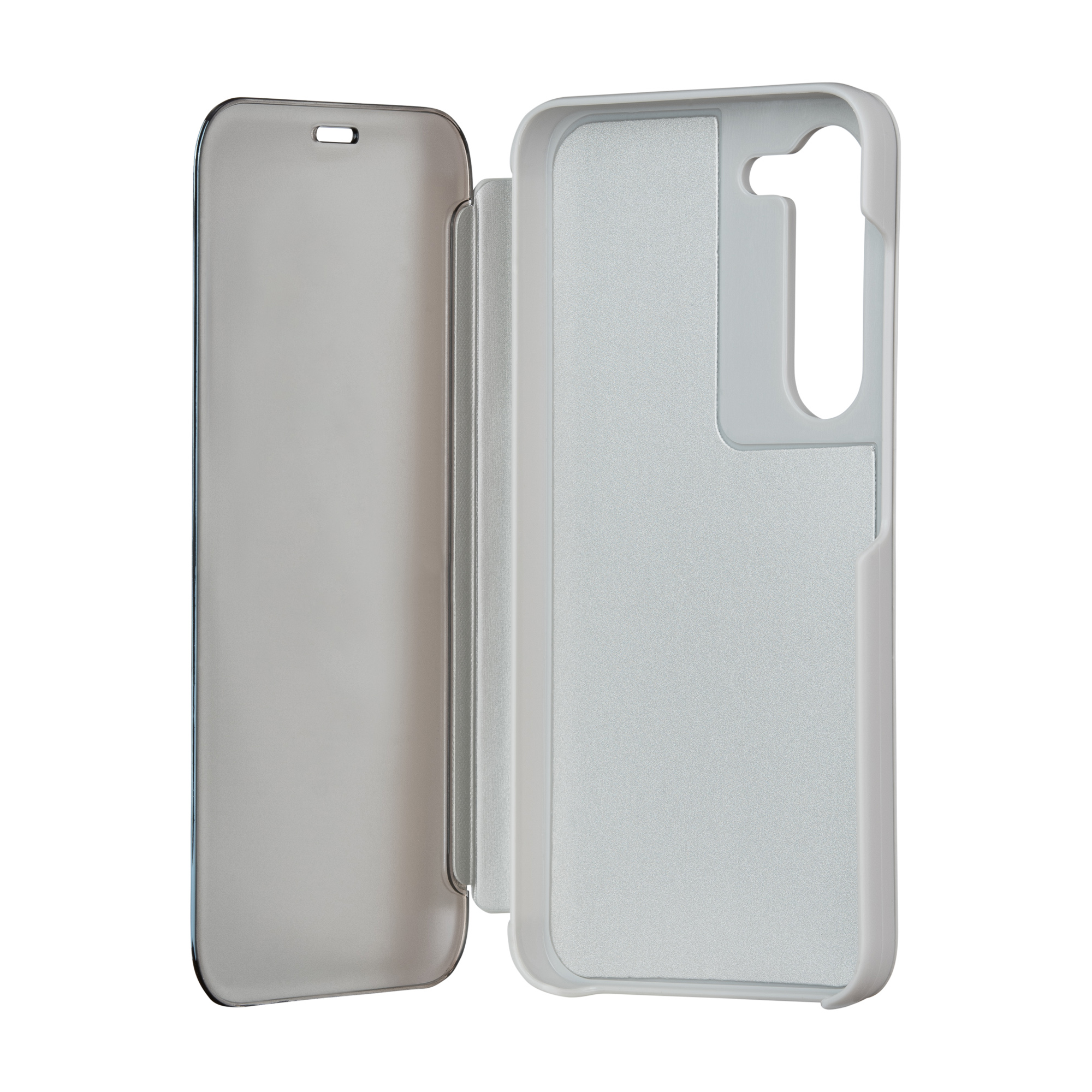 Fold Mirror View Case for Samsung Galaxy A14 4G / A14 5G hõbedane