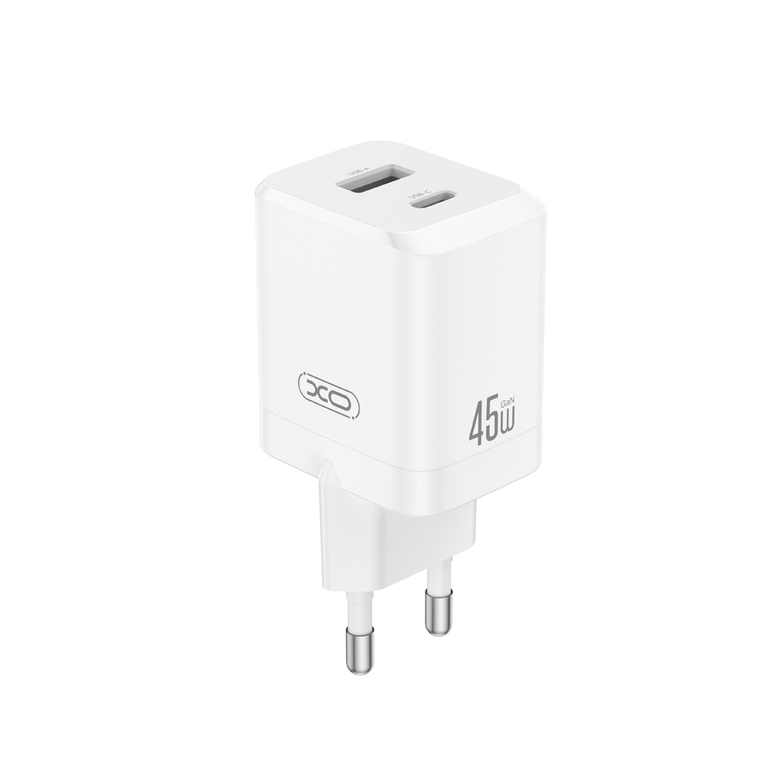 XO wall laadija CE36 PD 45W 1x USB-C 1x USB valge