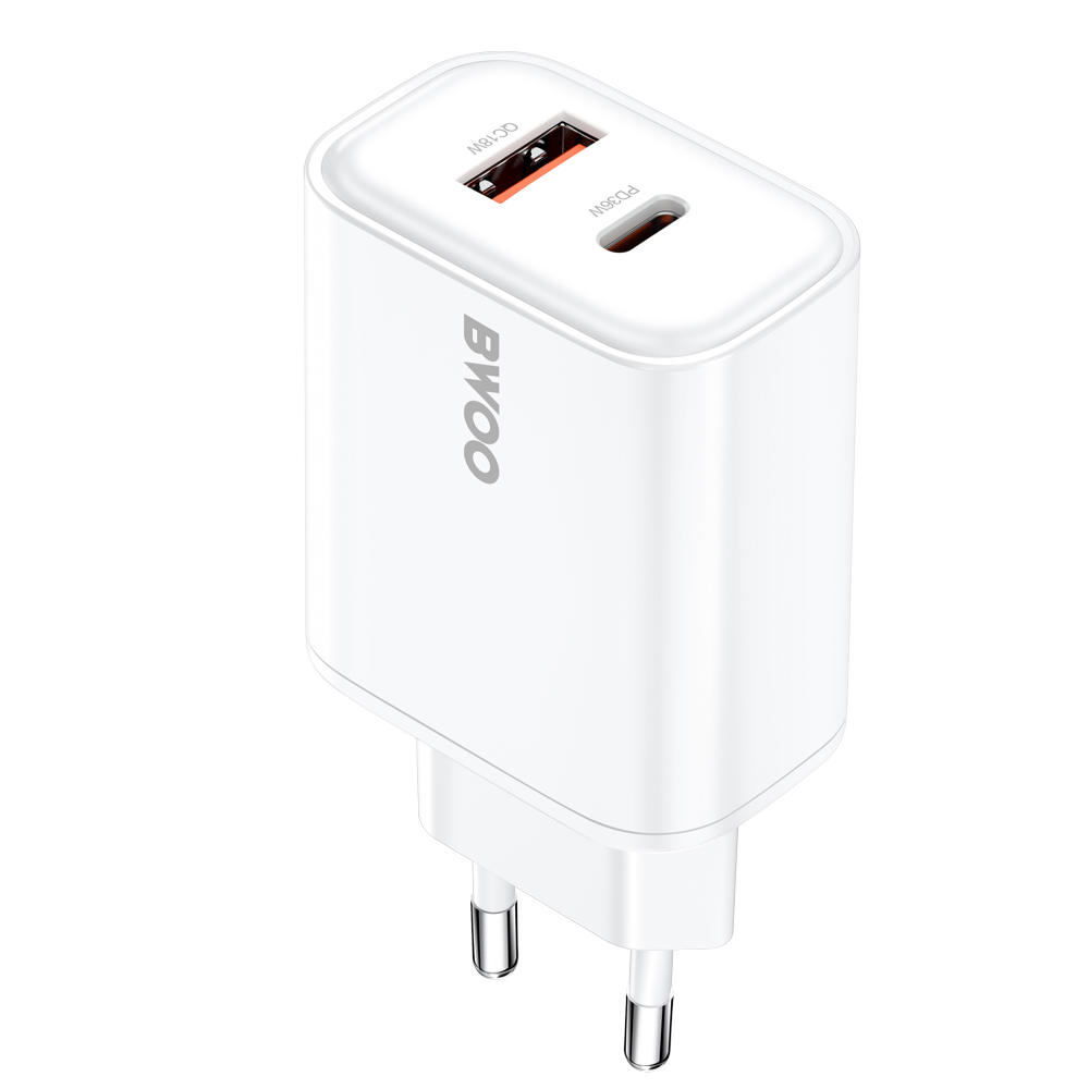 BWOO CDA207 PD 36W wall laadija 1x USB-A + USB-C port valge