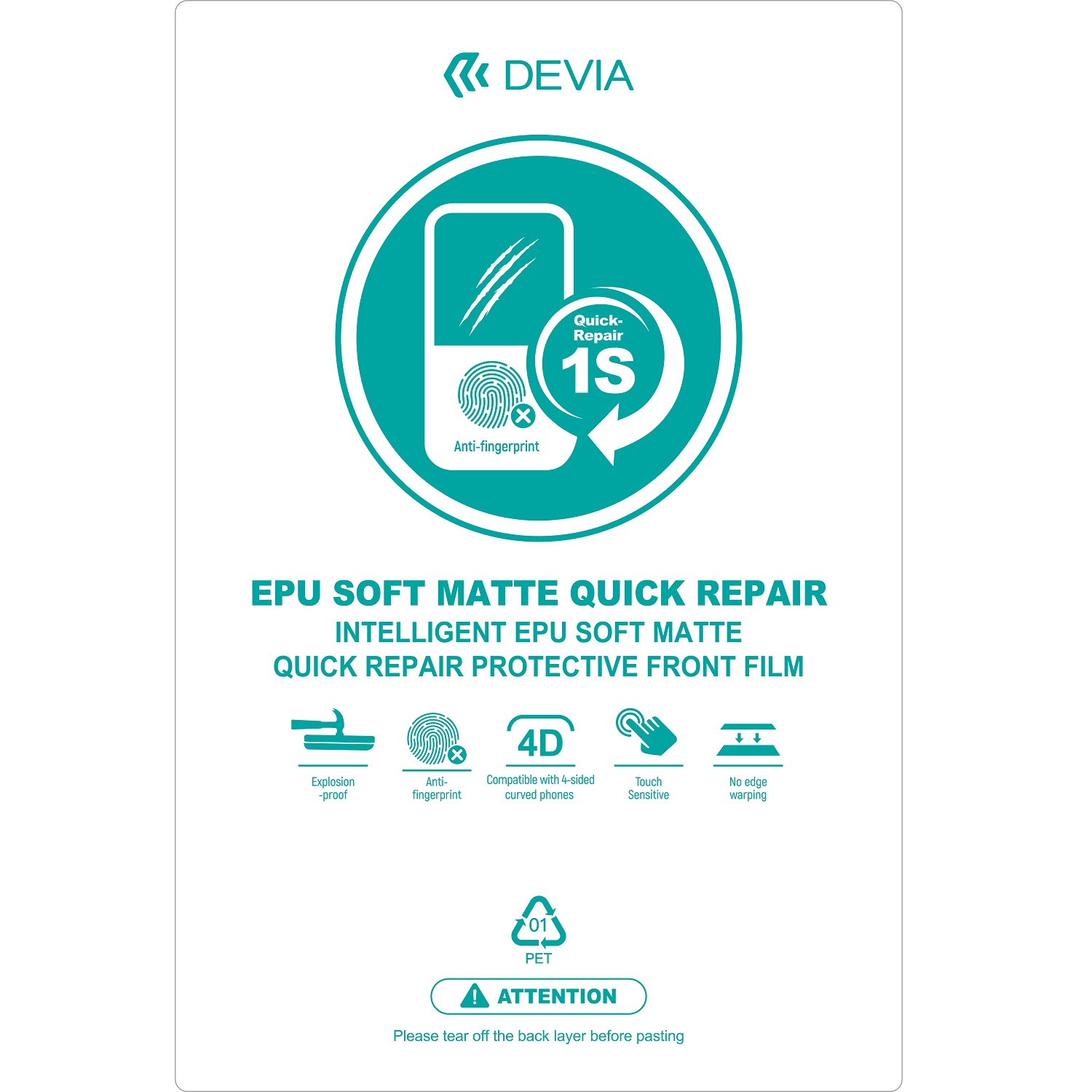 Devia Komplekt foil EPU quick repair matt for cutting machine 20pcs for smartphone LCD