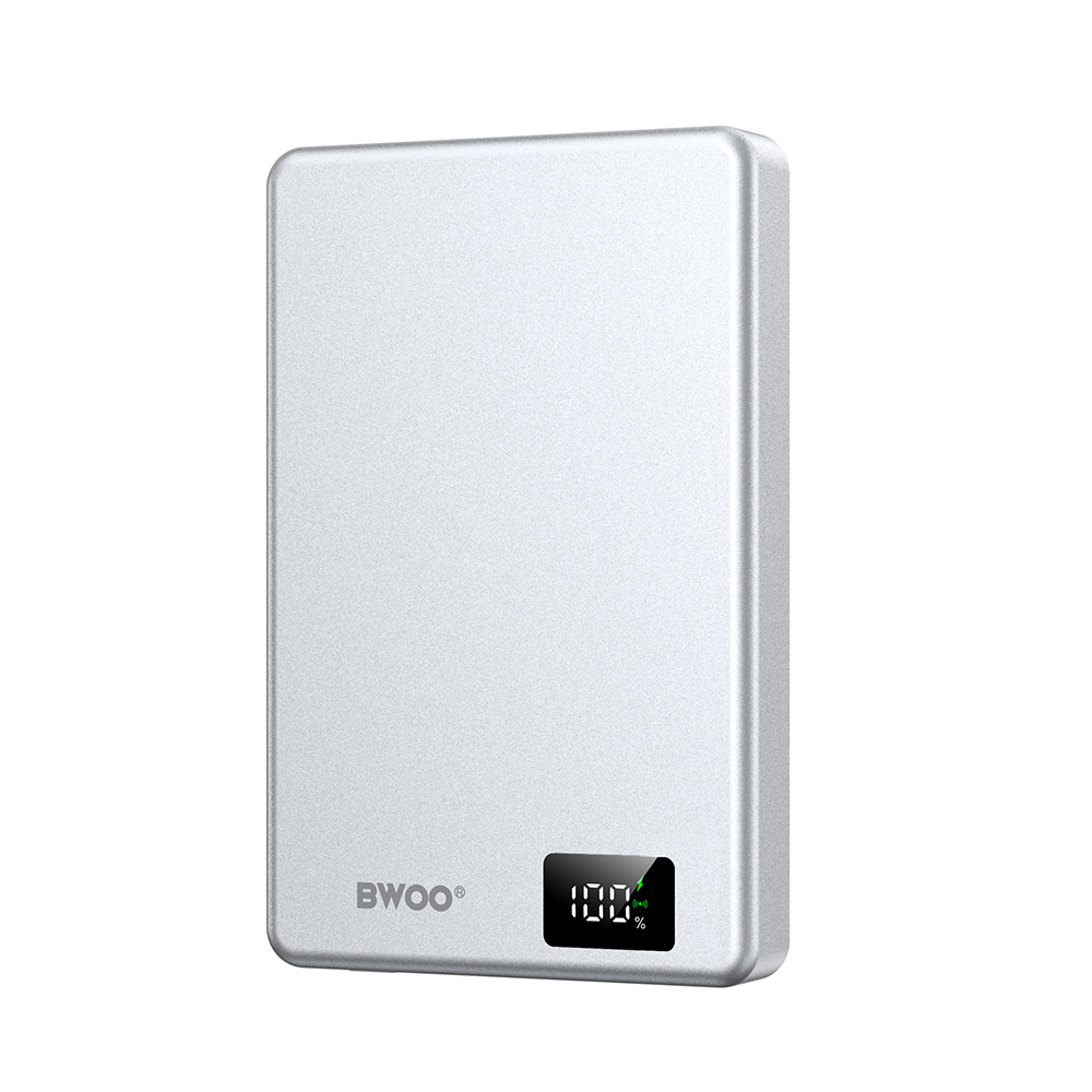 BWOO ultra-slim aluminium magnetic akupank P76 PD 20W 10000 mAh with digital display and USB-C port must