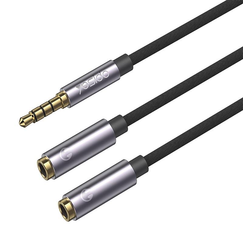 YESIDO AUDIO KAABEL YAU27 3,5mm AUX MALE/2x3,5mm AUX FEMALE 30CM must
