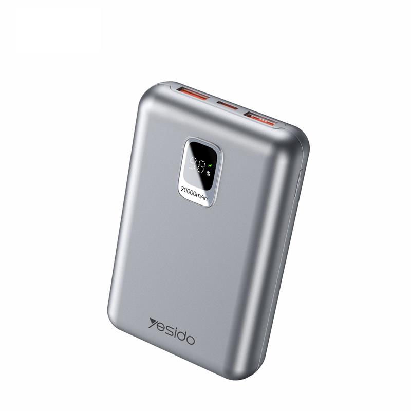 yesido Powerbank YP47 20 000 mAh 22.5W  + PD 20W led hõbedane