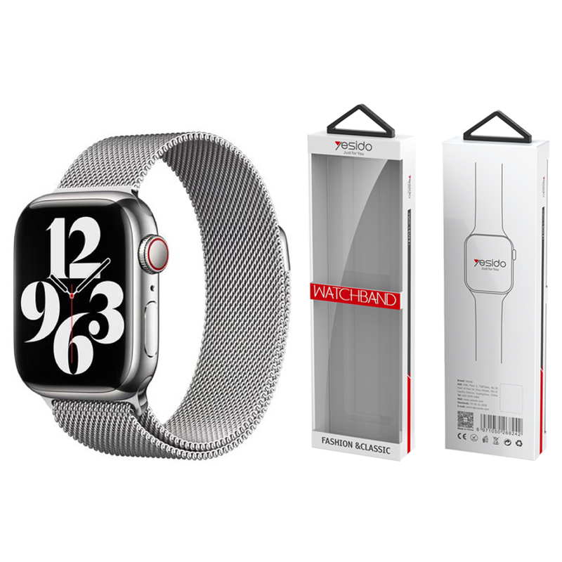 YESIDO WB22 APPLE WATCH MAGNETIC STAINLESS STEEL RIHM (42/44/45/49) SILVER
