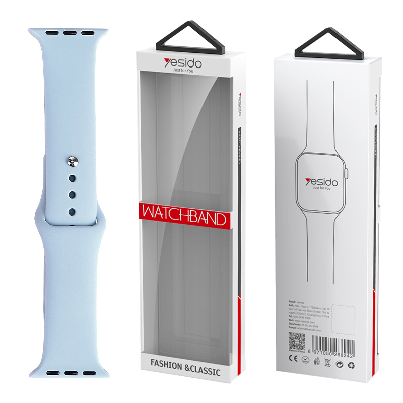 YESIDO WB44 SILIKOON RIHM FOR iWATCH S 42/44/45 (97+118) #65 LIGHT sinine