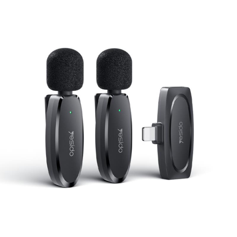 YESIDO KR14 MICROPHONE MEMS 2PCS WITH CLIP LIGHTNING JUHTMEVABA 2,4GHz must