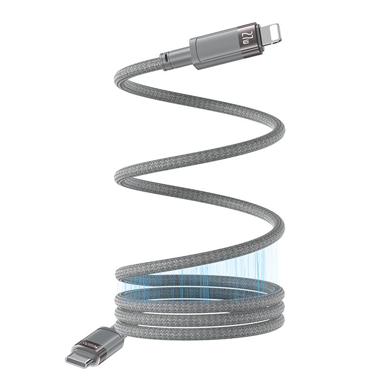 YESIDO MAGNETIC KAABEL  CA172L 27W TYPE-C/LIGHTNING 1M 3A GREY