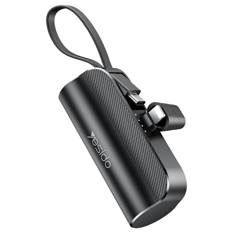 YESIDO POWERBANK YP68 5000 mAh 12W + USB-C KAABEL, LIGHTNING CONNECTOR must