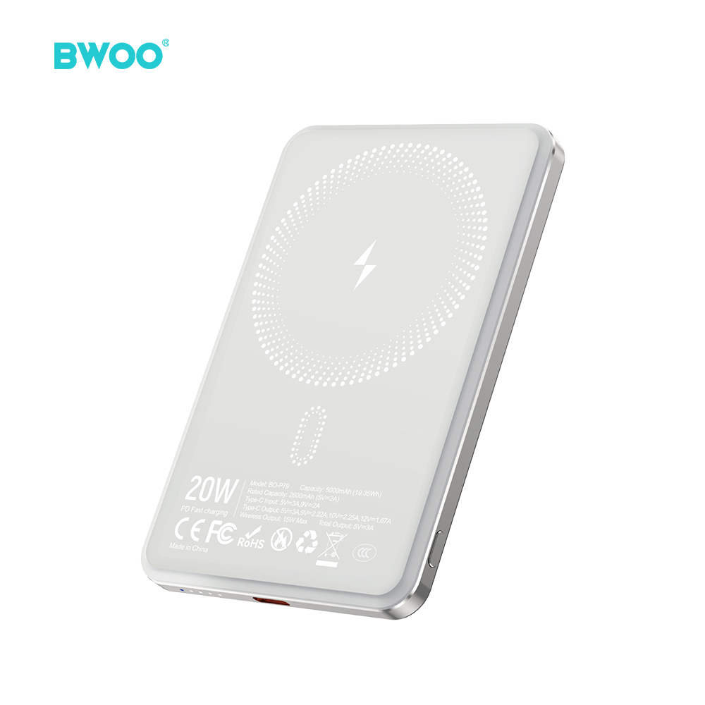 BWOO Ultra Slim Akupank 5000mAh with magnetic charging P79 light hall