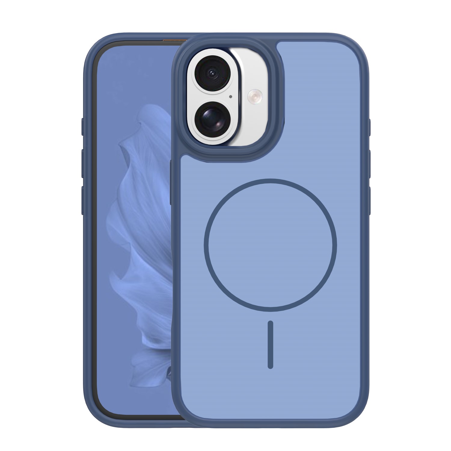 Frame Thin Mag ümbris for iPhone 16 6,1" tumesinine