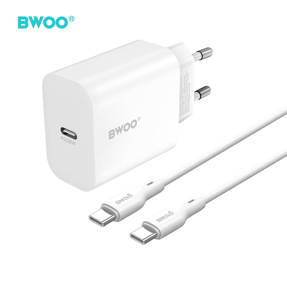 BWOO wall laadija CDA233 PD 20W 1x USB-C with USB-C - USB-C kaabel valge