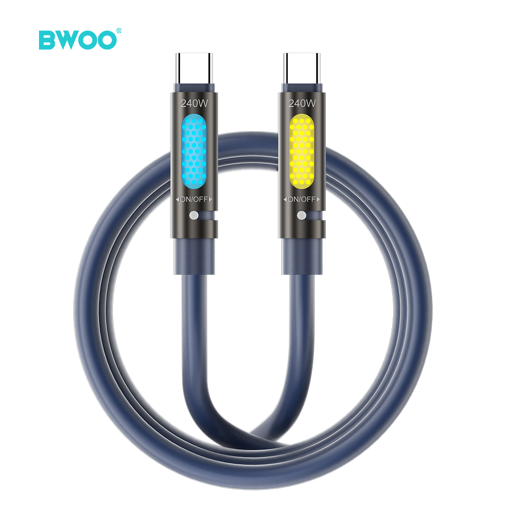 BWOO 240W Type C to Type C Data scented Kaabel With RGB Lighting must X325C-C