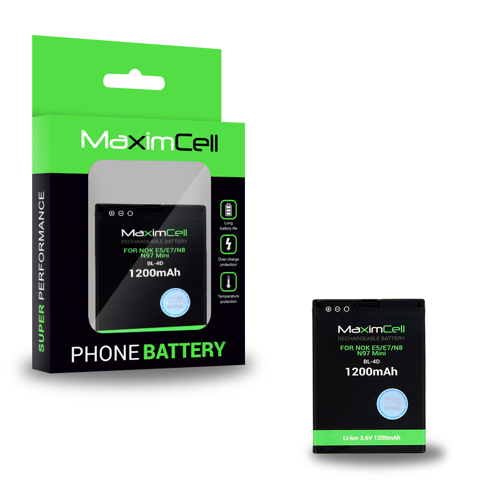 Maximcell aku Nokia E5/E7/N8/N97 Mini BL-4D jaoks 1200mAh Li-ion