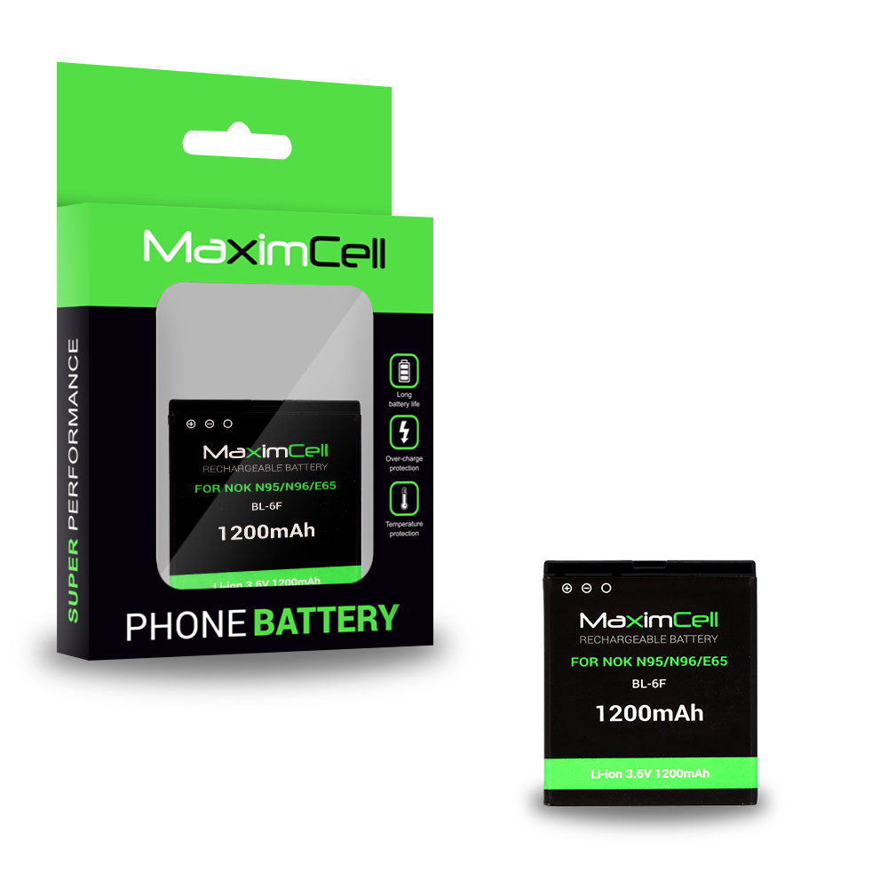 Maximcell aku Nokia N95/N96/E65 BL-6F jaoks 1200mAh Li-ion