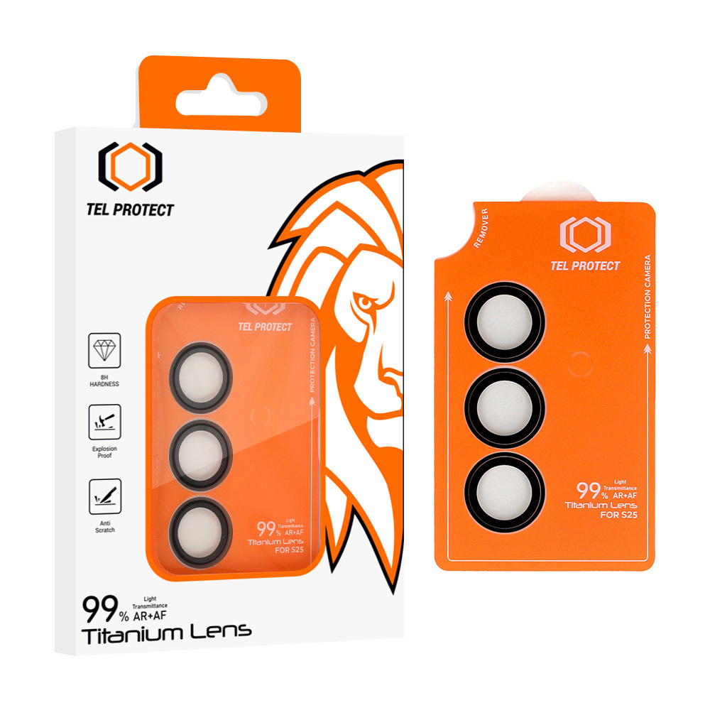 Karastatud klaas Tel Protect Titanium objektiiv 99% AR kaamera Samsung Galaxy S26 must (objektiiv 3 tk)