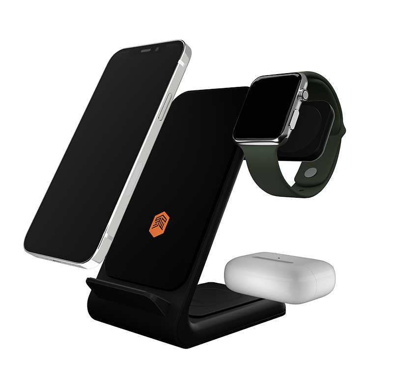 STM ChargeTree Swing 3-in-1 laadimisjaam telefonile, AirPodsile ja Apple Watchile, must