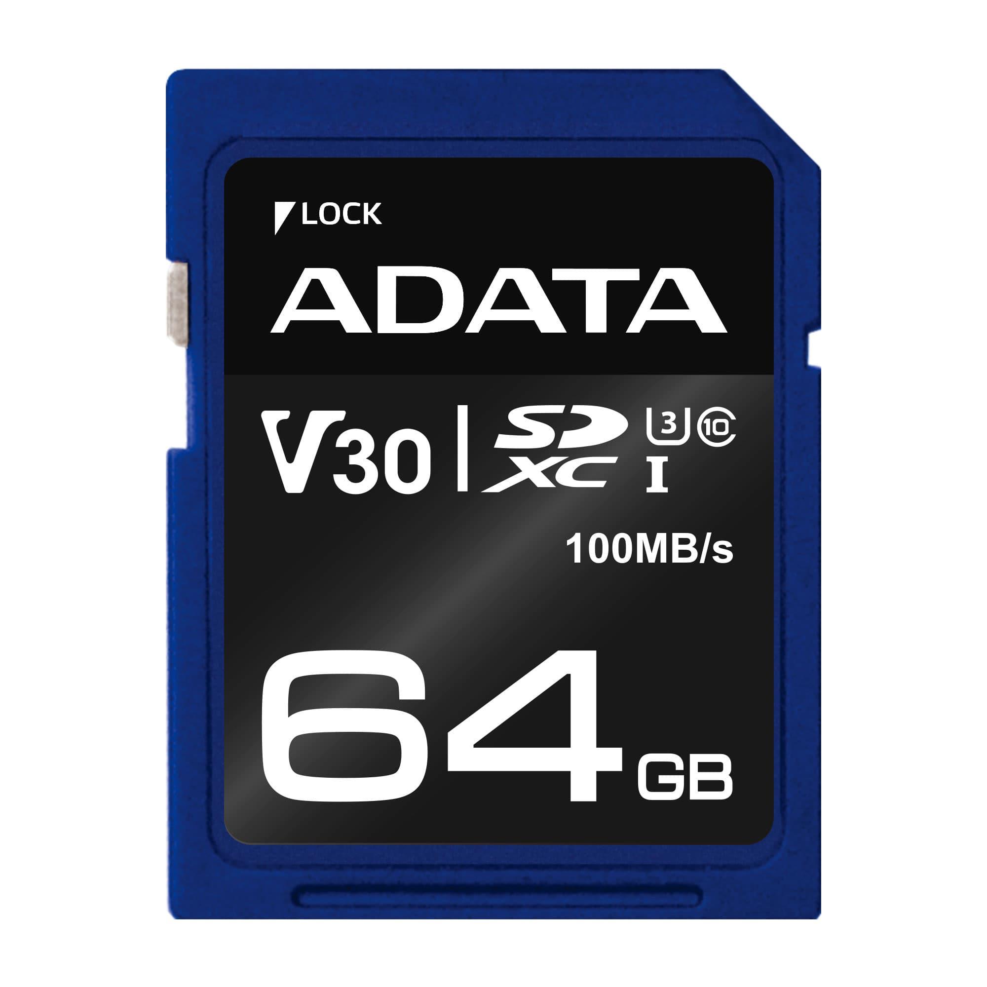Mälukaart SDXC 64GB V30 Adata