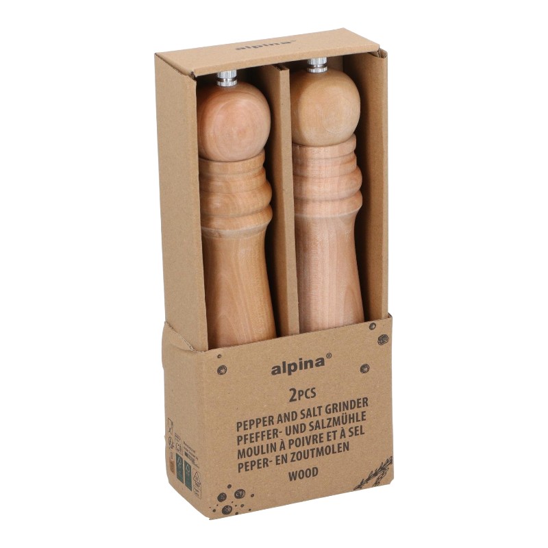 Alpina puidust pipra- ja soolaveskite komplekt, 25 cm, 2 tk