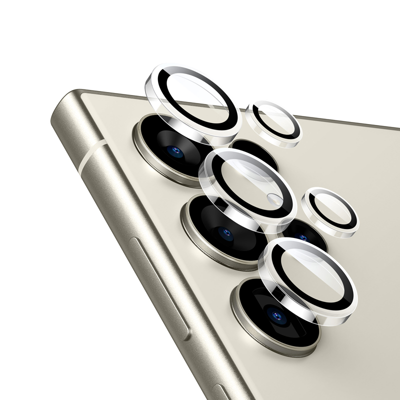 Crong Lens Ring karastatud klaasist kaamera objektiivikaitse seadmele Samsung Galaxy S24 Ultra, läbipaistev