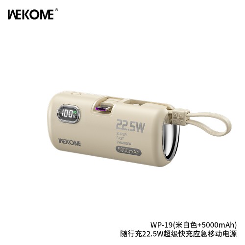 Akupank WK Design "WP-19 Companion" kreemjas 5000mAh (22.5W)