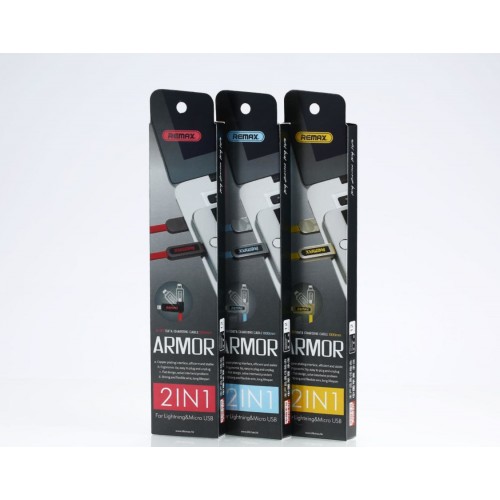 USB Kaabel Remax "Armor" RC-067 Sinine 2in1 "MicroUSB / Lightning " 100cm