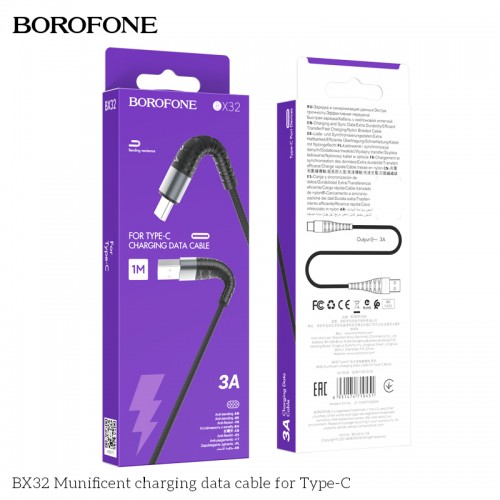 USB Kaabel Hoco "BX32" Must "Type-C" 100cm (up to 5A)