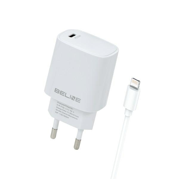 Beline Võrgulaadija 1x USB-C 20W + Lightning kaabel valge PD3.0 BLNCW20L