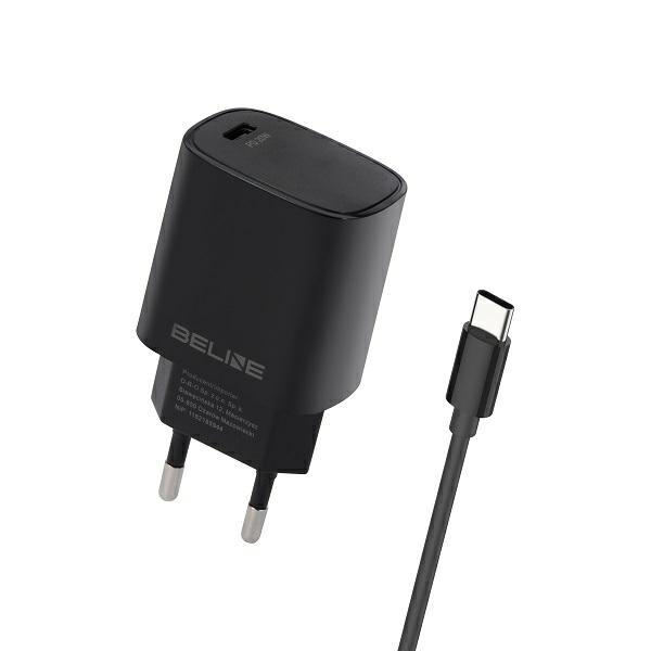 Beline Võrgulaadija 1x USB-C 20W + USB-C kaabel must PD 3.0 BLNCB20C