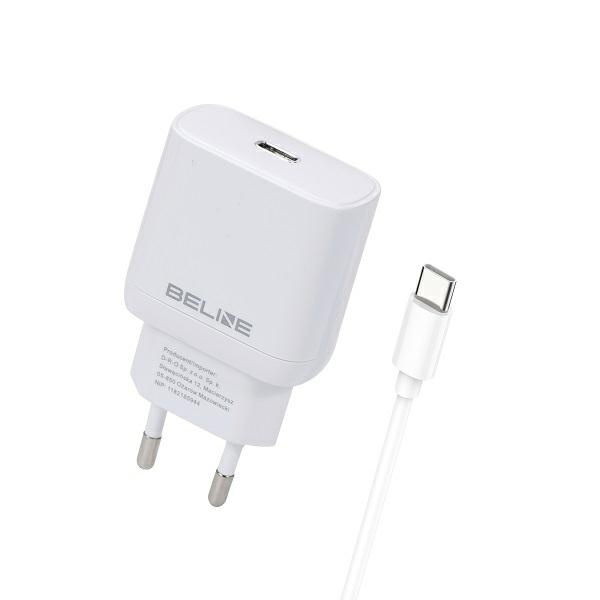 Beline Võrgulaadija 1x USB-C 30W + USB-C kaabel valge PD 3.0 BLNCW30C GaN