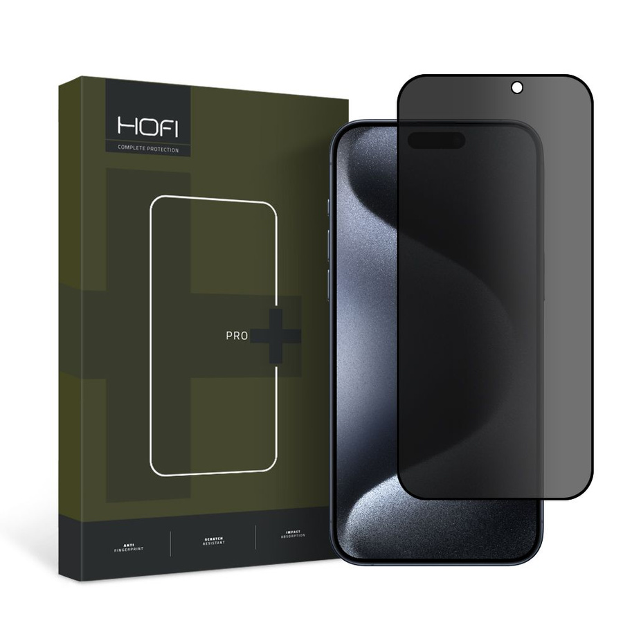 PRIVAATSUSKLAAS HOFI ANTI SPY GLASS PRO+ IPHONE 15 PRO PRIVAATSUS