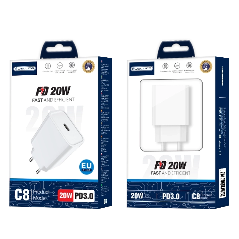 JELLICO seinalaadija C8 PD 20W 1xUSB-C Valge