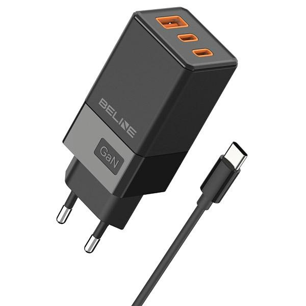 Beline Võrgulaadija 2x USB-C + 1x USB 65W + kaabel USB-C must PD 3.0 + QC 3.0 BLN3CB65C GaN