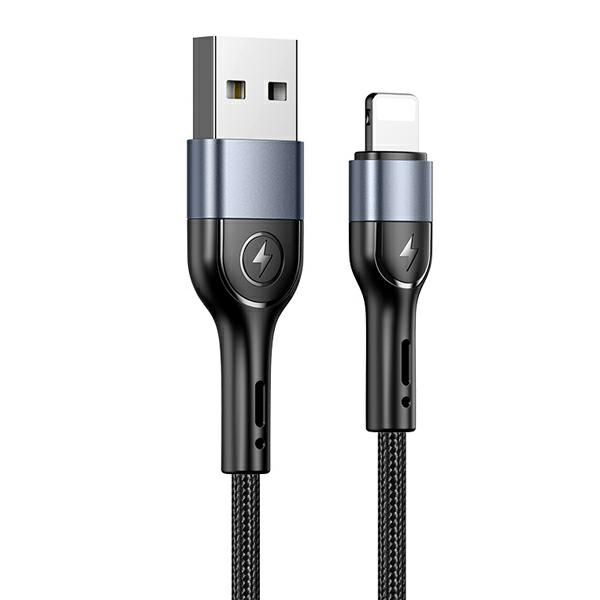 USAMS Punutud kaabel U55 2A lightning must 1m SJ448USB01 (US-SJ448)