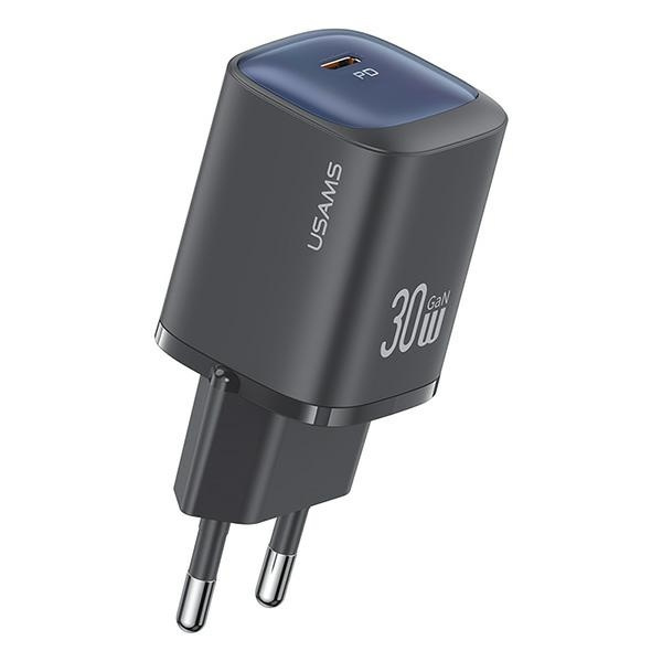 USAMS Võrgulaadija CC251 30W GaN USB-C Fast Charging HC Series must CC251TC01