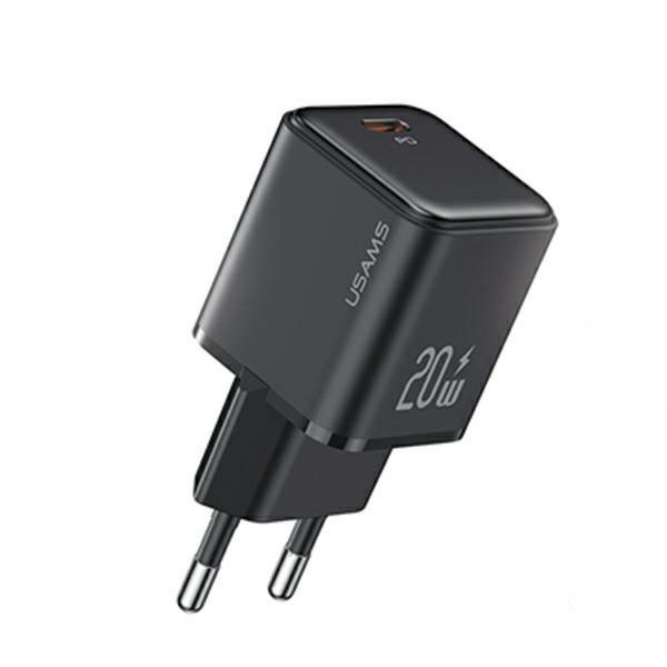 USAMS Võrgulaadija 1xUSB-C PD20W (ainult pea) PD3.0 Fast Charging must X-ron Series CC183TC01 (US-CC183)